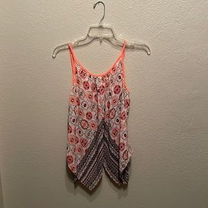 Bright pink fun v shape tank top